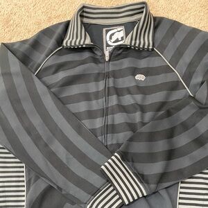 Ecko Unlimited Black and Gray Striped Bomber Jacket
